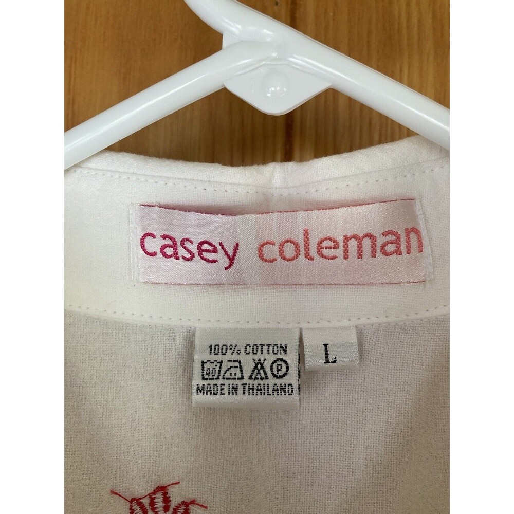 Casey Coleman Women's Blouse L Jolly Dogs Christmas Embroidered Whimsy Artsy - Picture 4 of 8